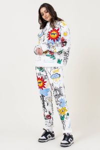 Back to School All over hand drawing & chenille patch jogger pants sold by Vibrant