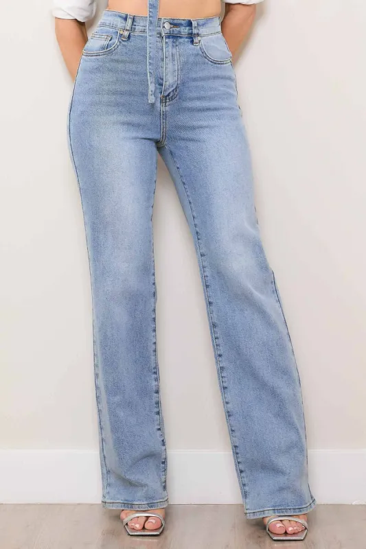 Belted Wide Leg Jeans sold by Vibrant