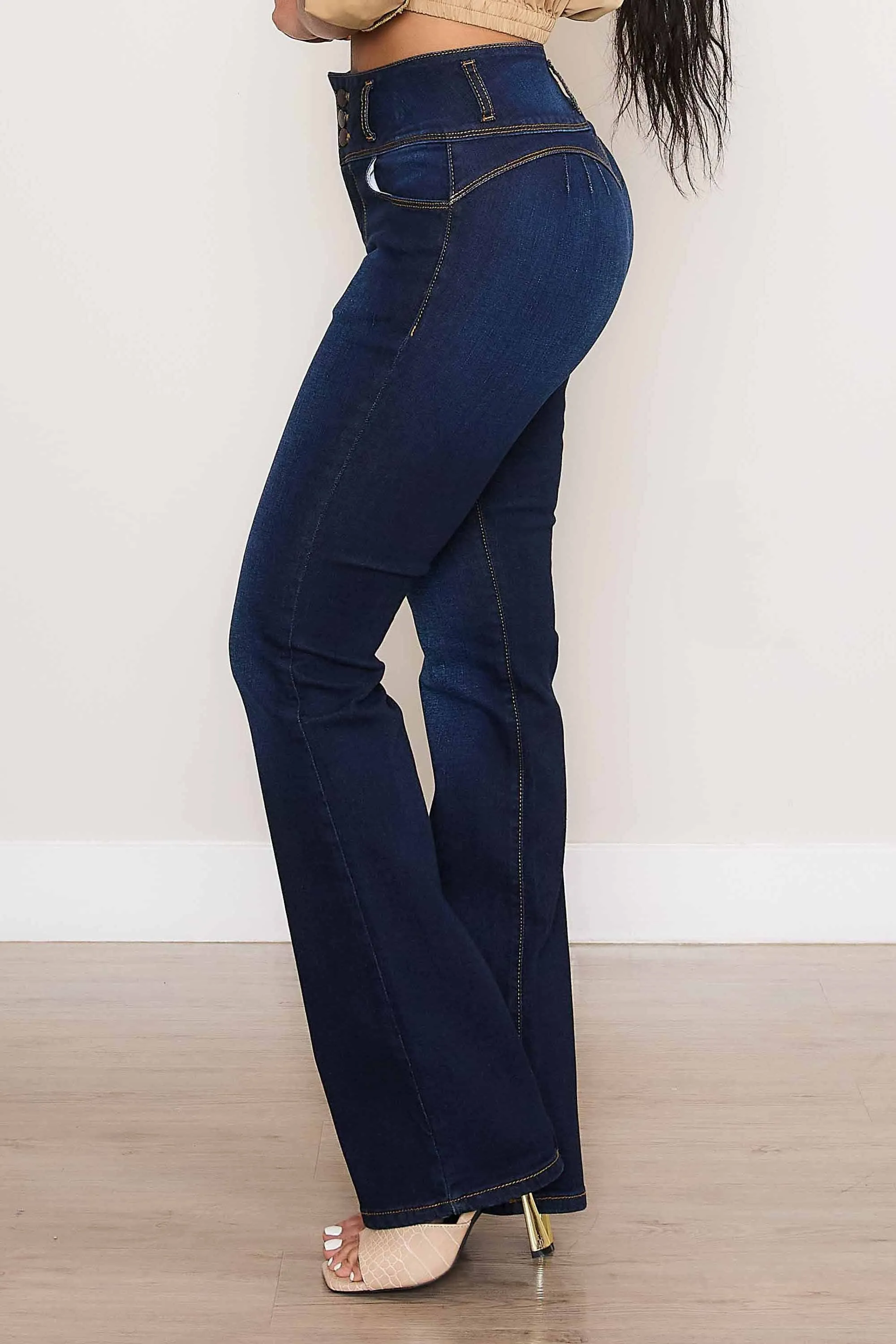 High Waisted 3 Button-up Bootcut Jeans sold by Vibrant product image thumbnail 2