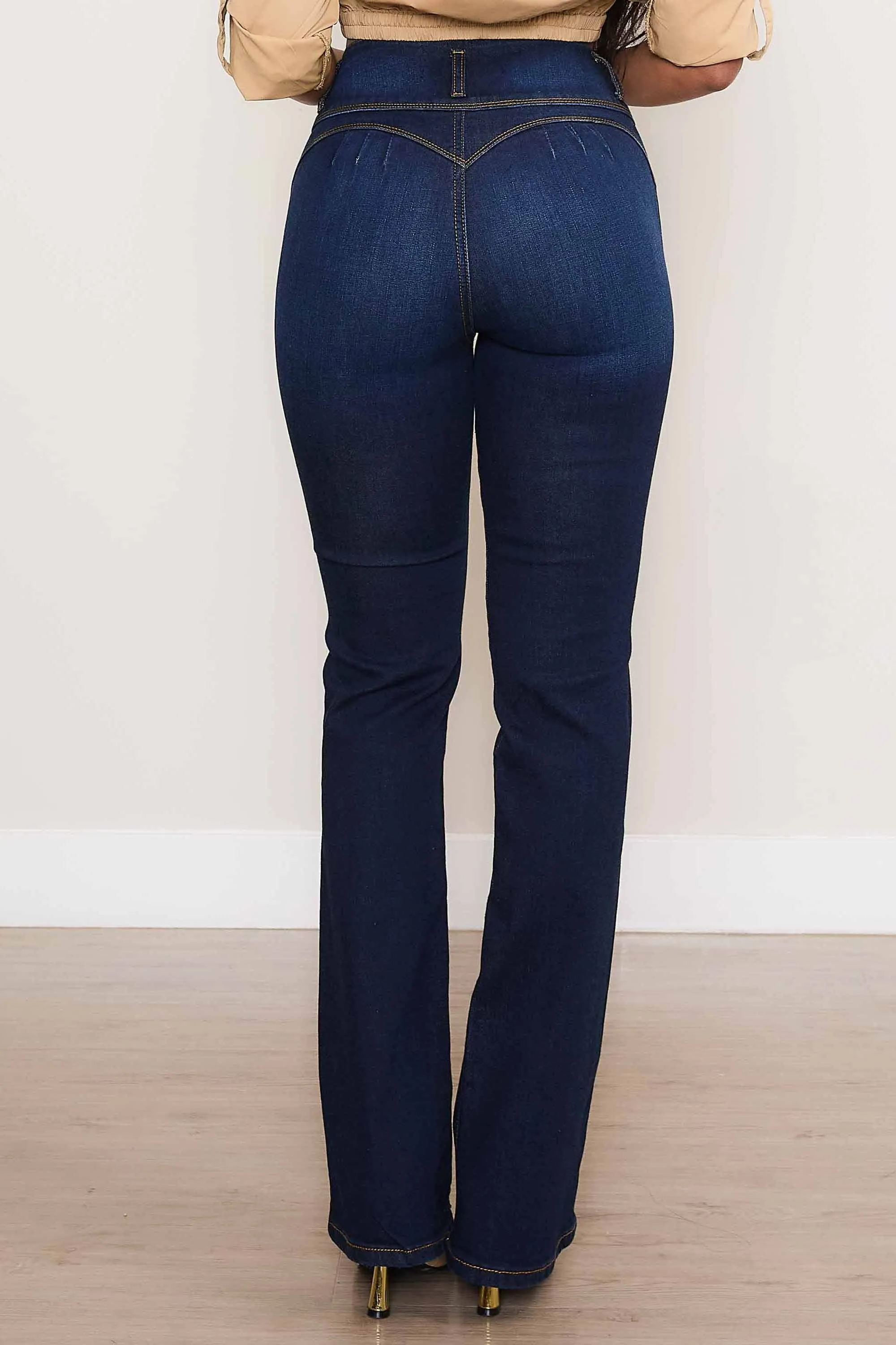 High Waisted 3 Button-up Bootcut Jeans sold by Vibrant product image thumbnail 3