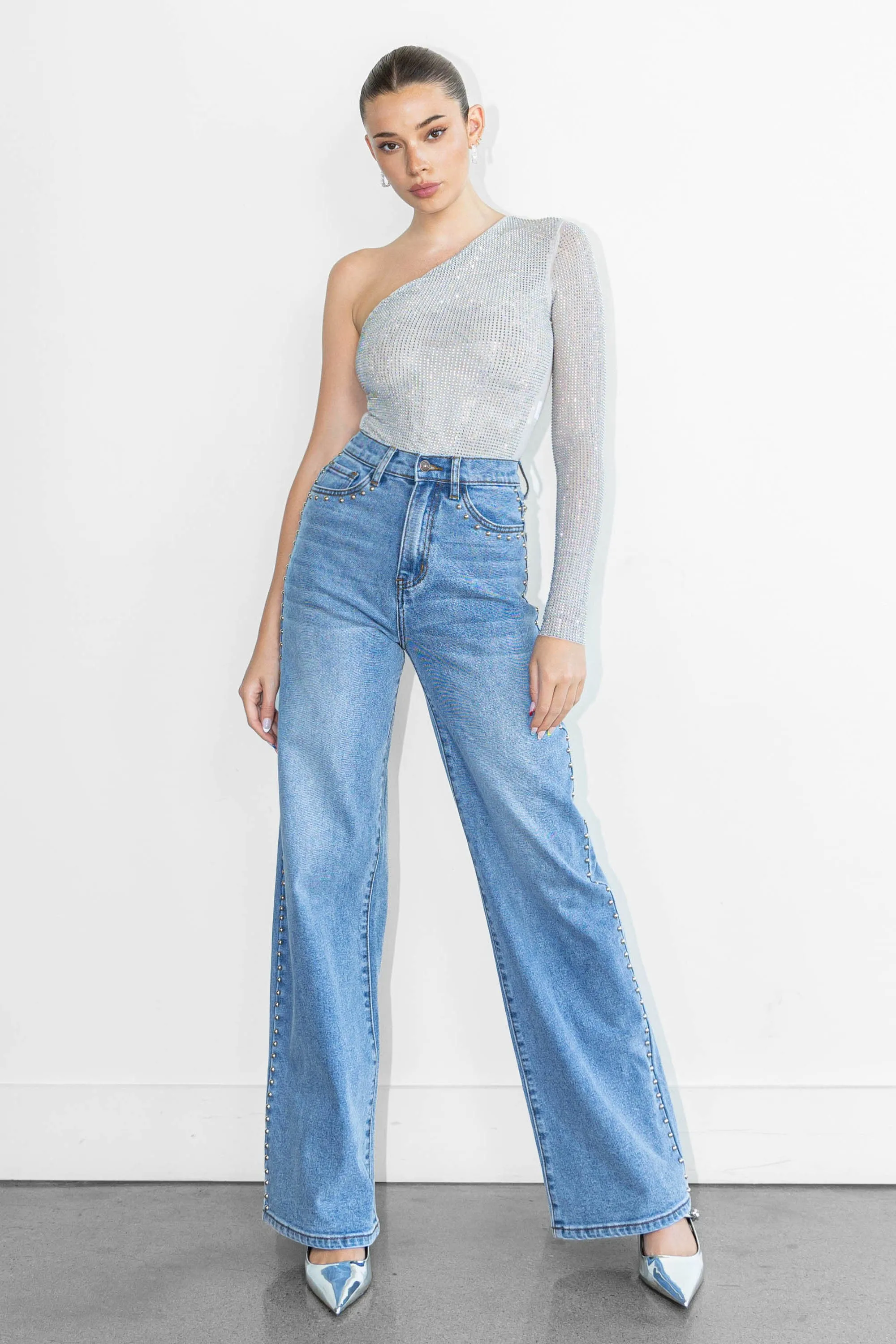 Stud Wide Leg Jeans sold by Vibrant product image thumbnail 5