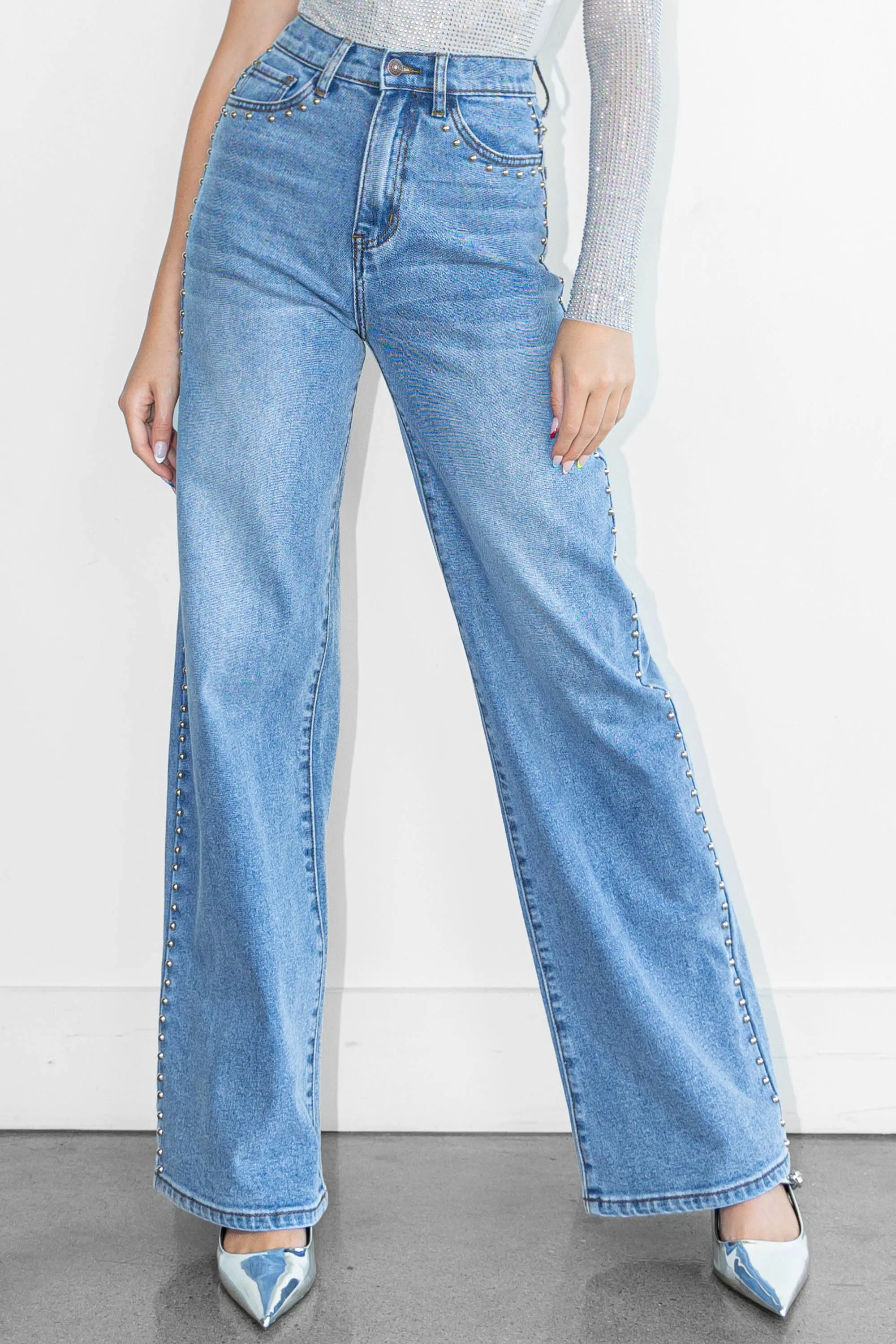 Stud Wide Leg Jeans sold by Vibrant product image thumbnail 3