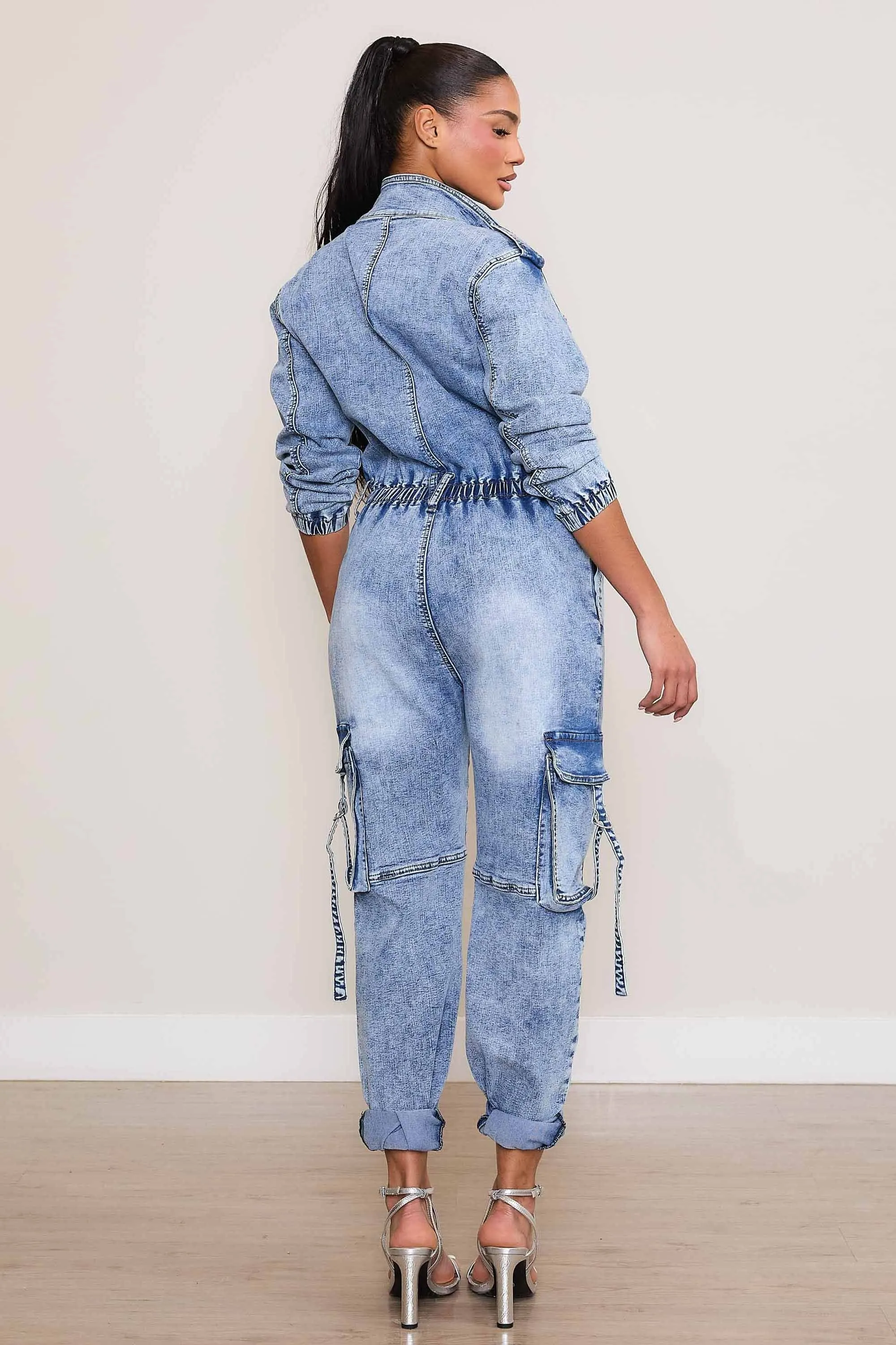 Elastic Waist Cargo Jumpsuit sold by Vibrant product image thumbnail 4