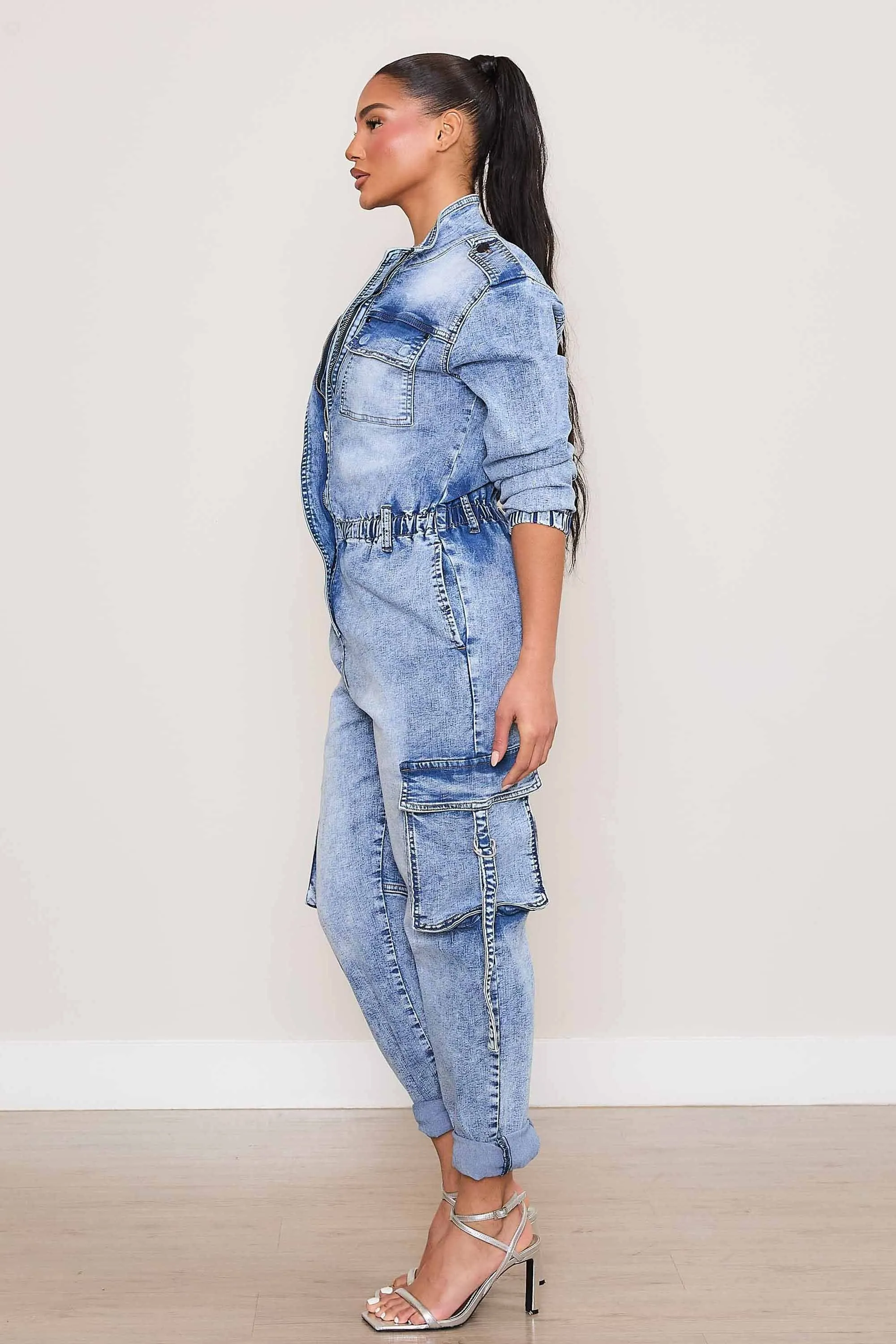 Elastic Waist Cargo Jumpsuit sold by Vibrant product image thumbnail 2