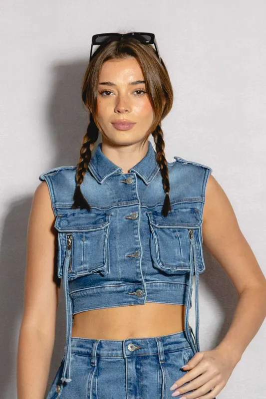 Sleeveless Denim Trucker Jacket sold by Vibrant