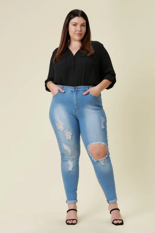 New Plus Freebird Destroyed Skinny Jeans sold by Vibrant
