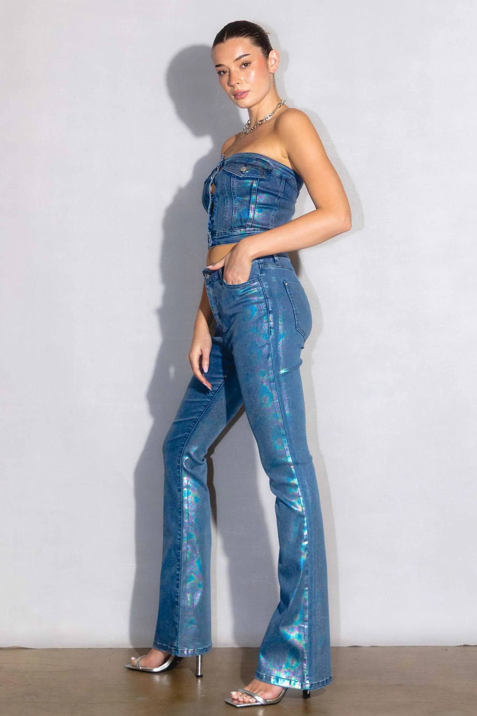 Metallic Bootcut Jeans sold by Vibrant product image thumbnail 5
