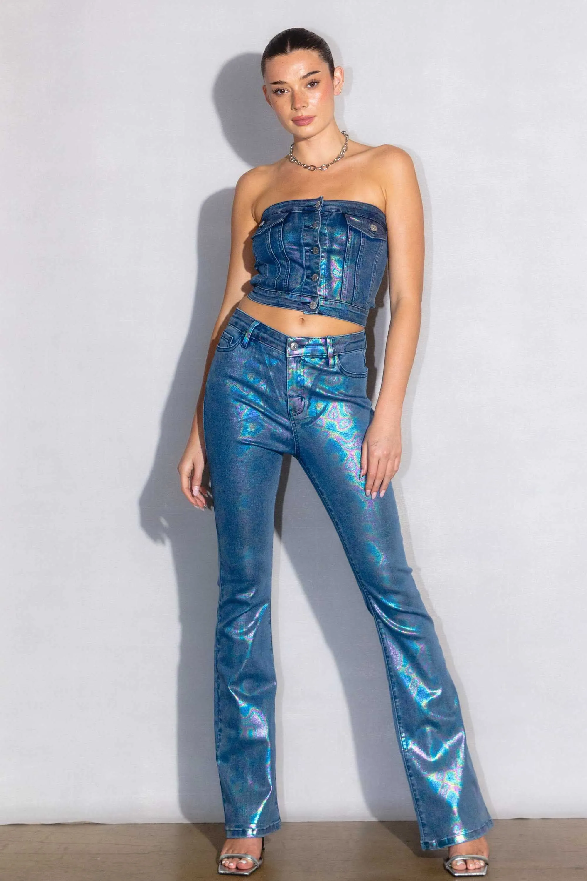 Metallic Bootcut Jeans sold by Vibrant product image thumbnail 4