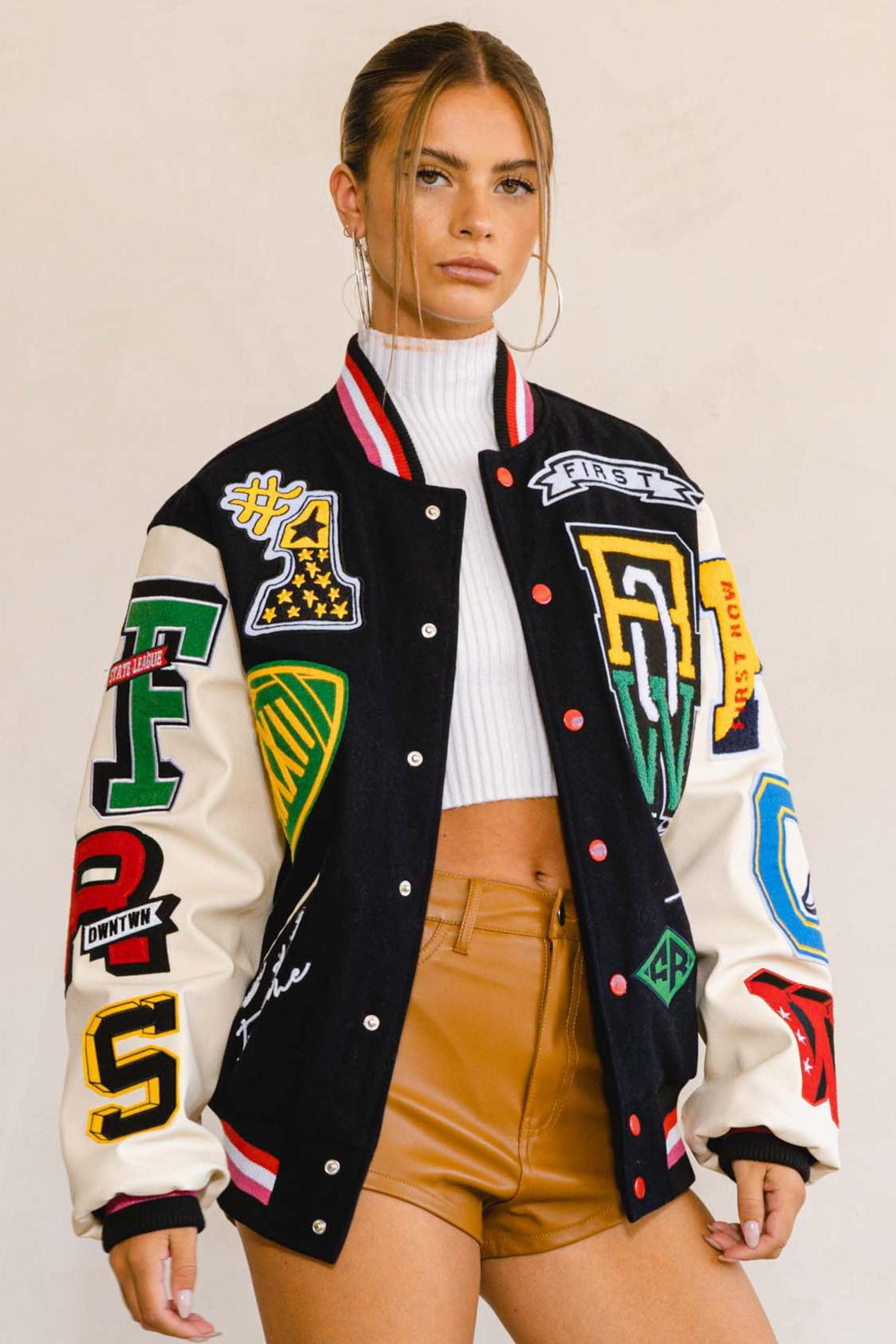 MULTI PATCH VARSITY JACKET sold by Vibrant