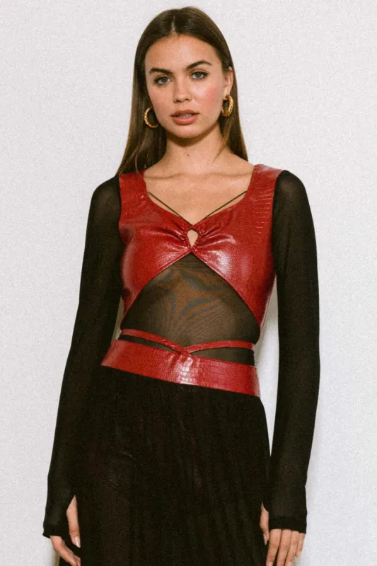 HALLOWEEN VEGAN LEATHER MESH THUMBHOLE BODY SUIT sold by Vibrant