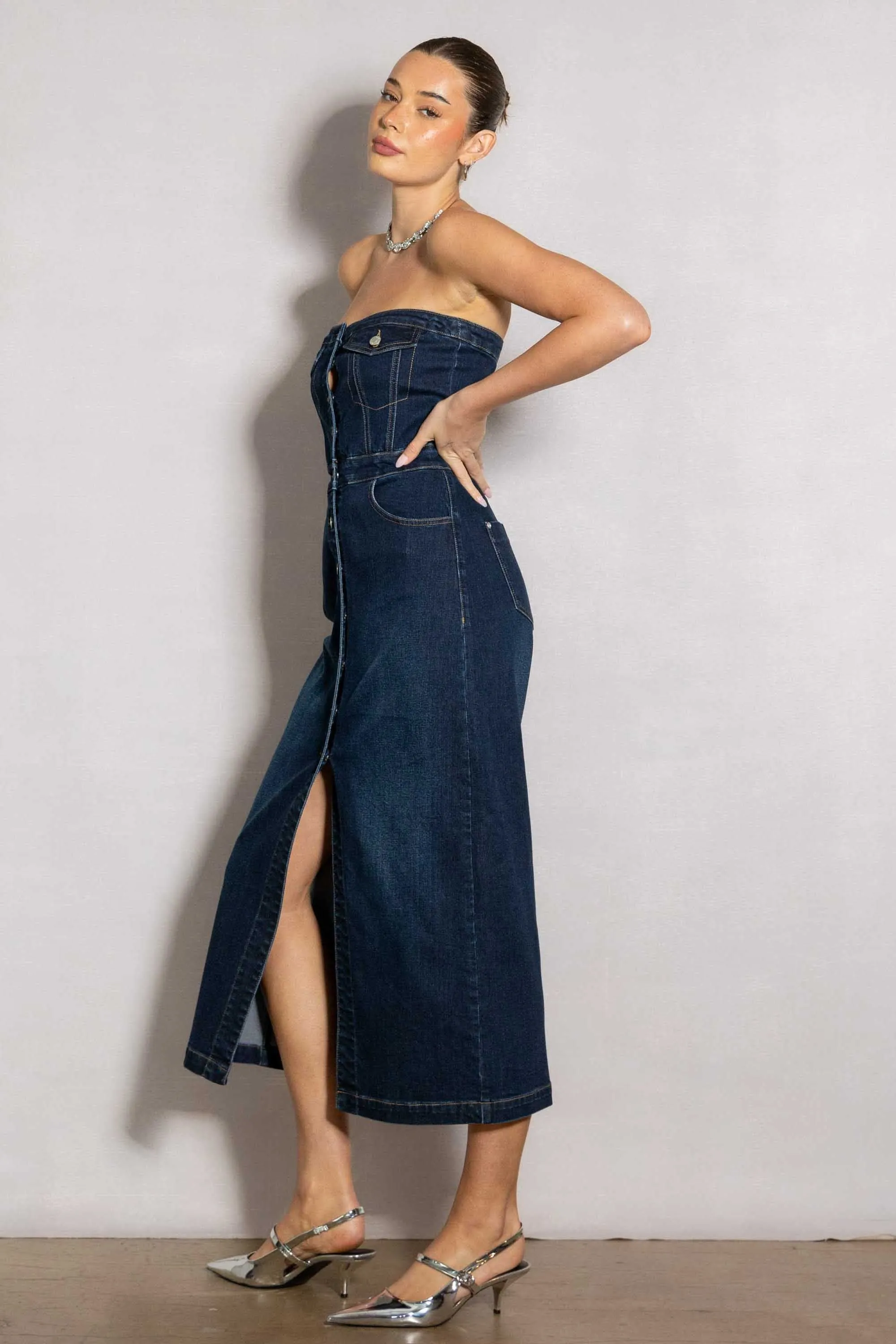 Denim Midi Dress sold by Vibrant product image thumbnail 4