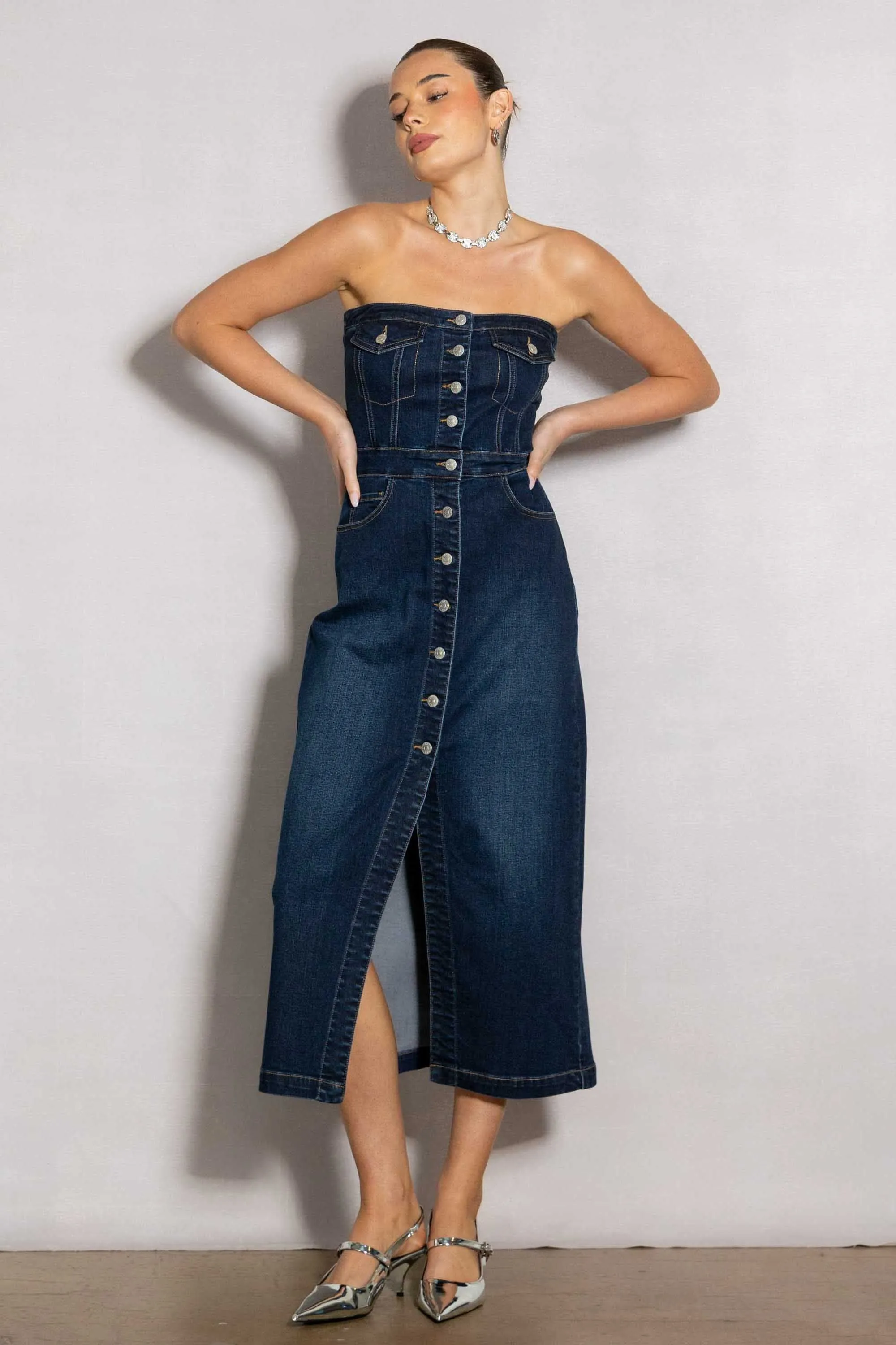 Denim Midi Dress sold by Vibrant product image thumbnail 2
