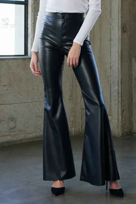 HIGH WAISTED VEGAN LEATHER FLARE sold by Vibrant