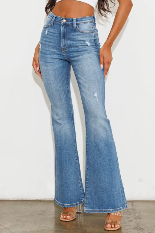 HIGH WAISTED FLARE JEANS sold by Vibrant