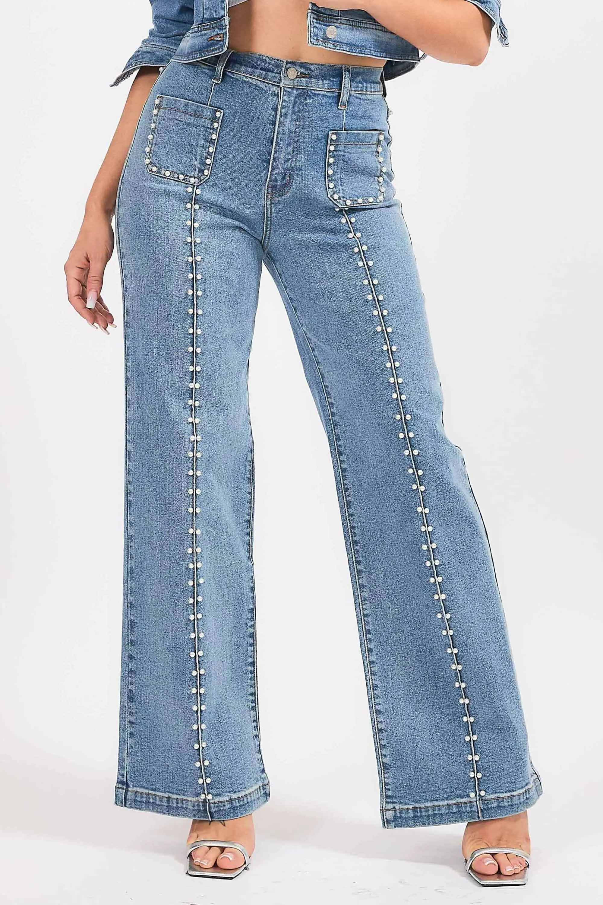 Center Pearl High-Rise Wide Leg Jeans sold by Vibrant