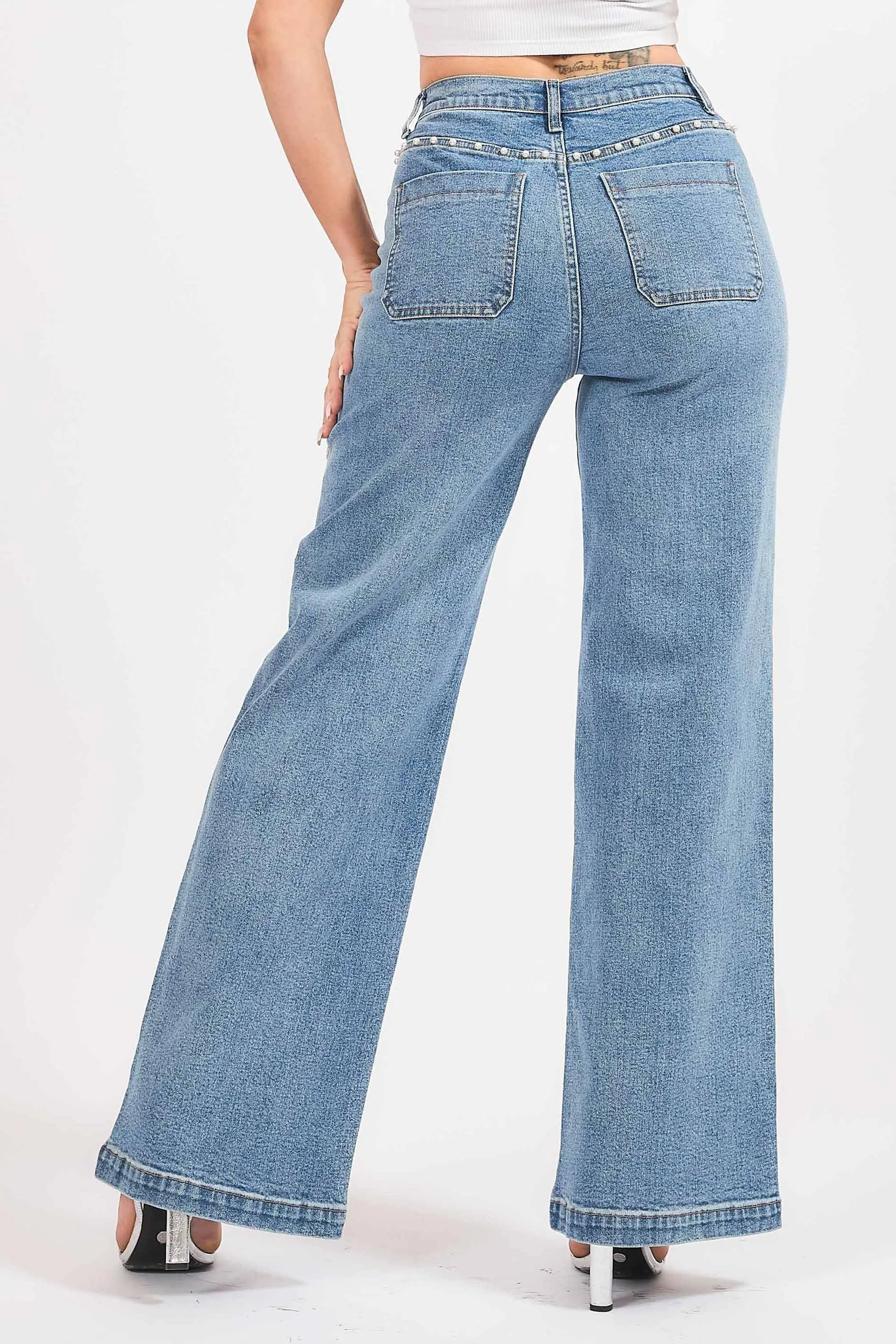 Center Pearl High-Rise Wide Leg Jeans sold by Vibrant product image thumbnail 3