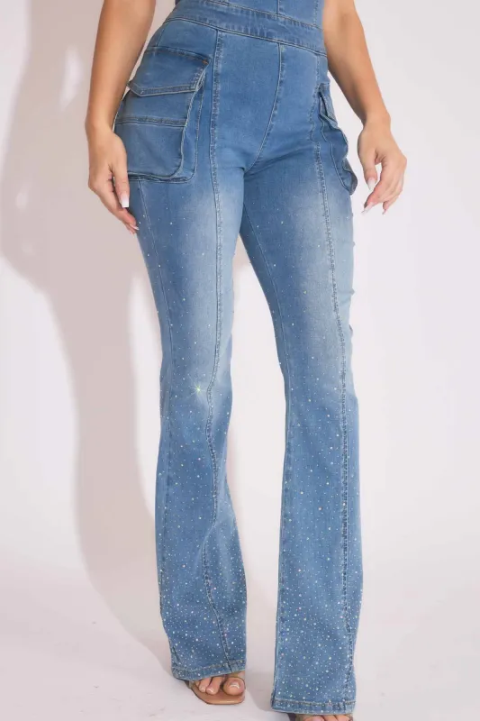 Jumpsuit With Iridescent Rhinestone sold by Vibrant