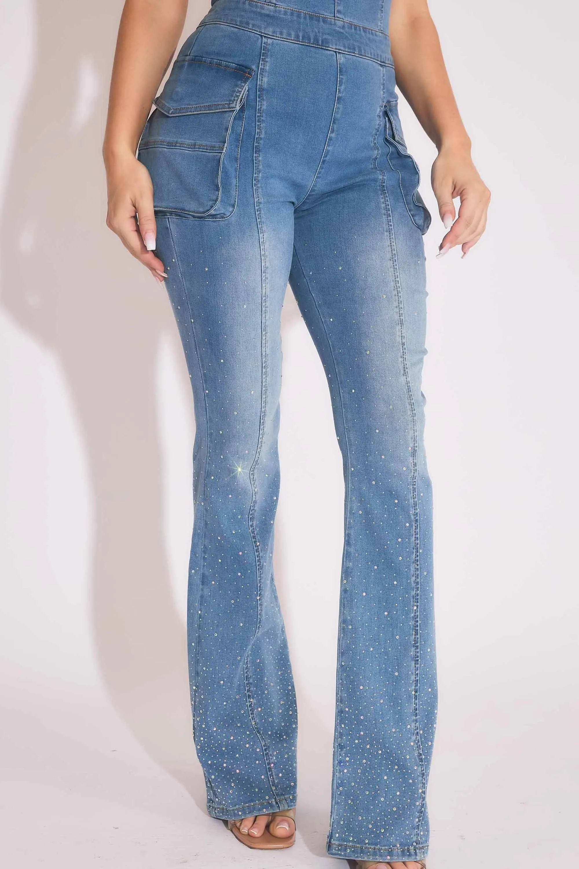 Jumpsuit With Iridescent Rhinestone sold by Vibrant