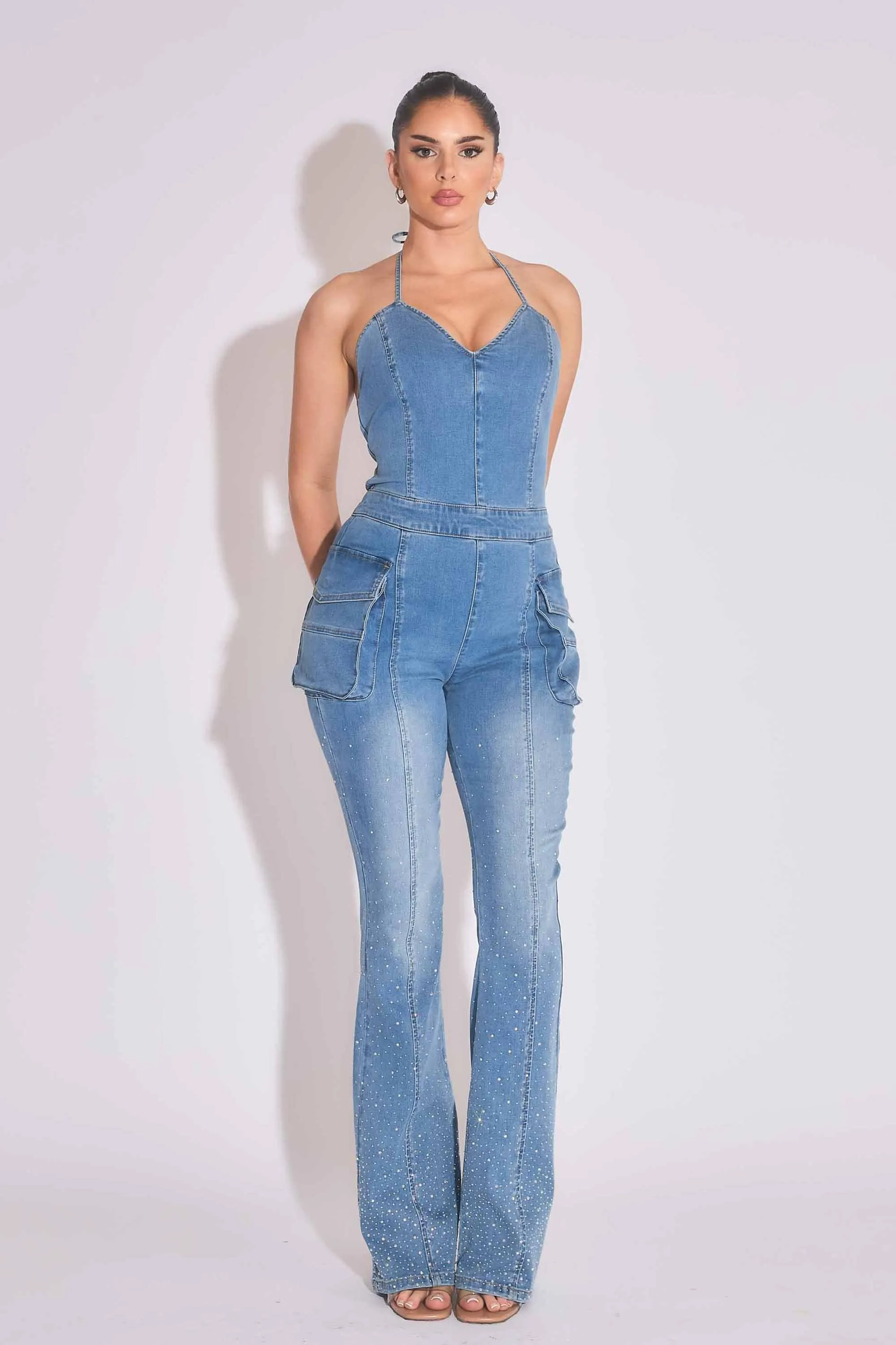 Jumpsuit With Iridescent Rhinestone sold by Vibrant product image thumbnail 5