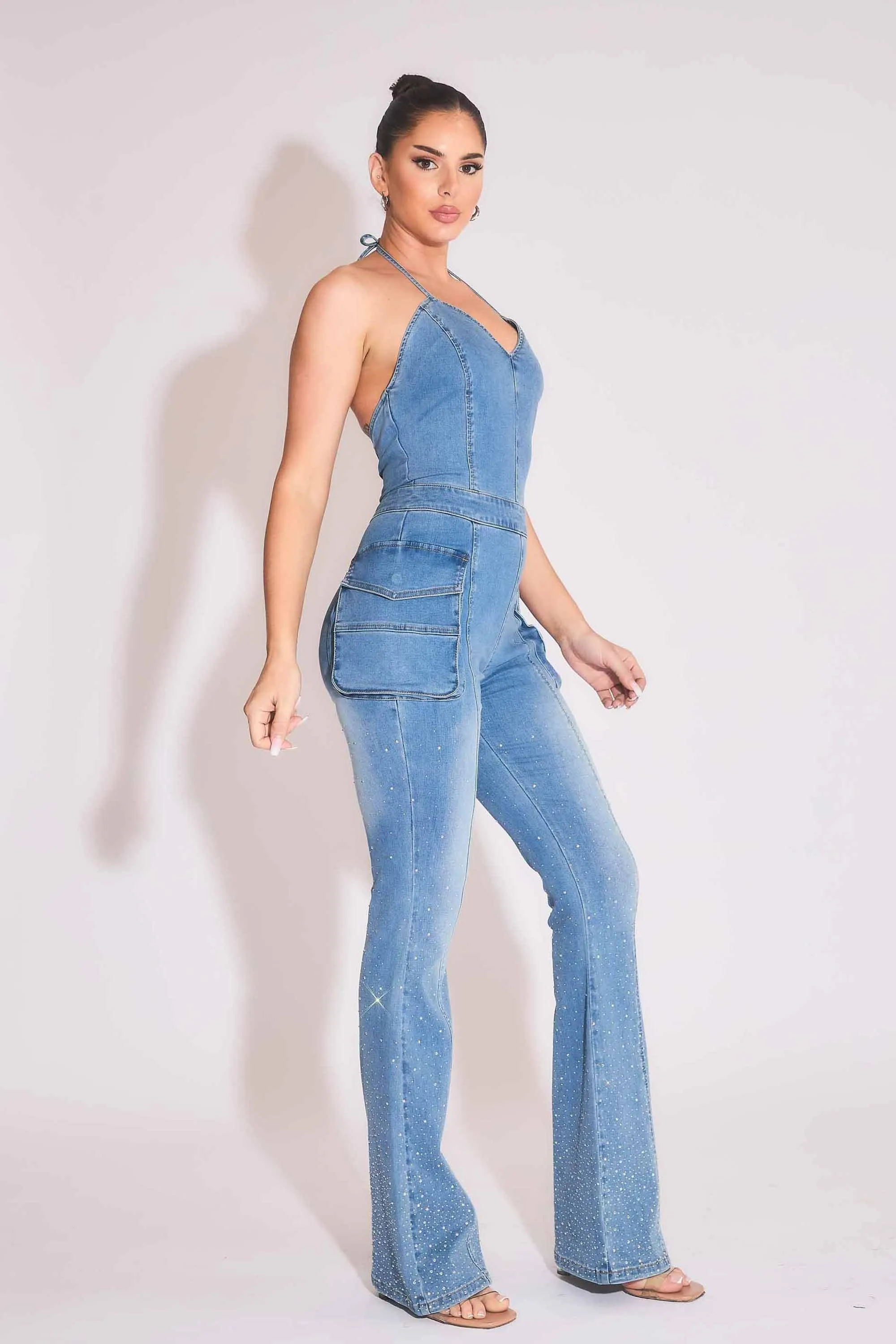 Jumpsuit With Iridescent Rhinestone sold by Vibrant product image thumbnail 4