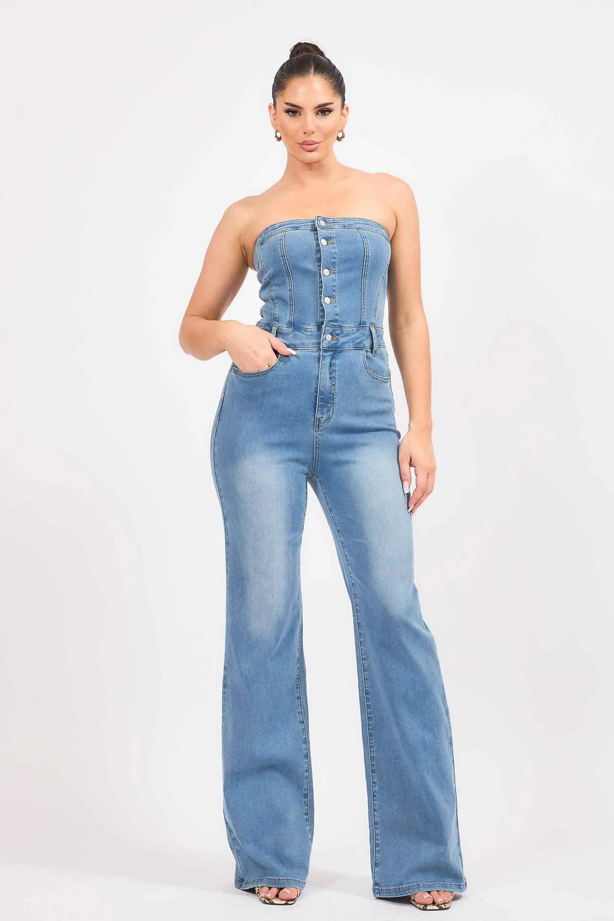 Off Shoulder Bootcut Jumpsuit sold by Vibrant