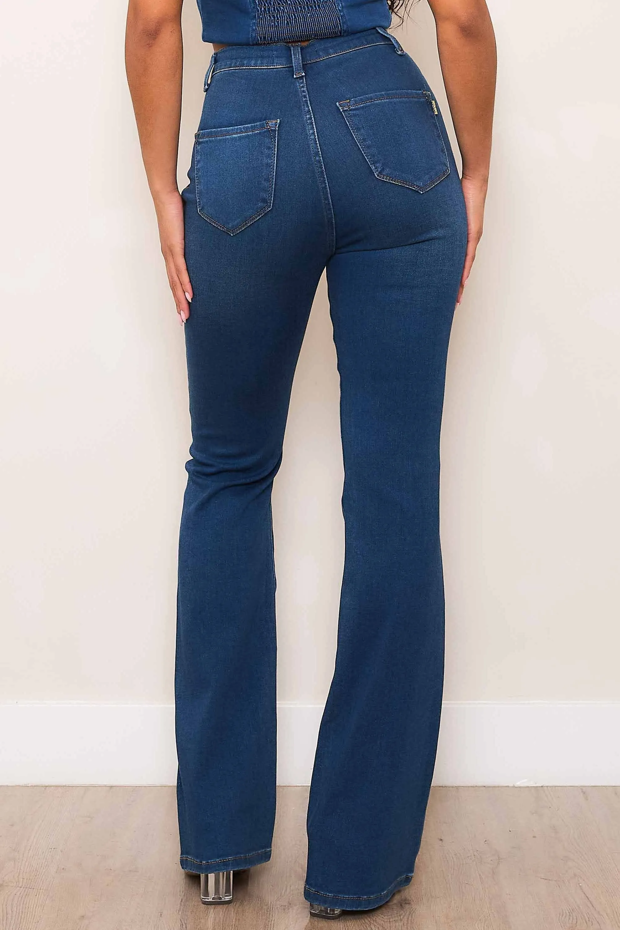 High-Rise Faux Front Pocket Bootcut Jeans sold by Vibrant product image thumbnail 3