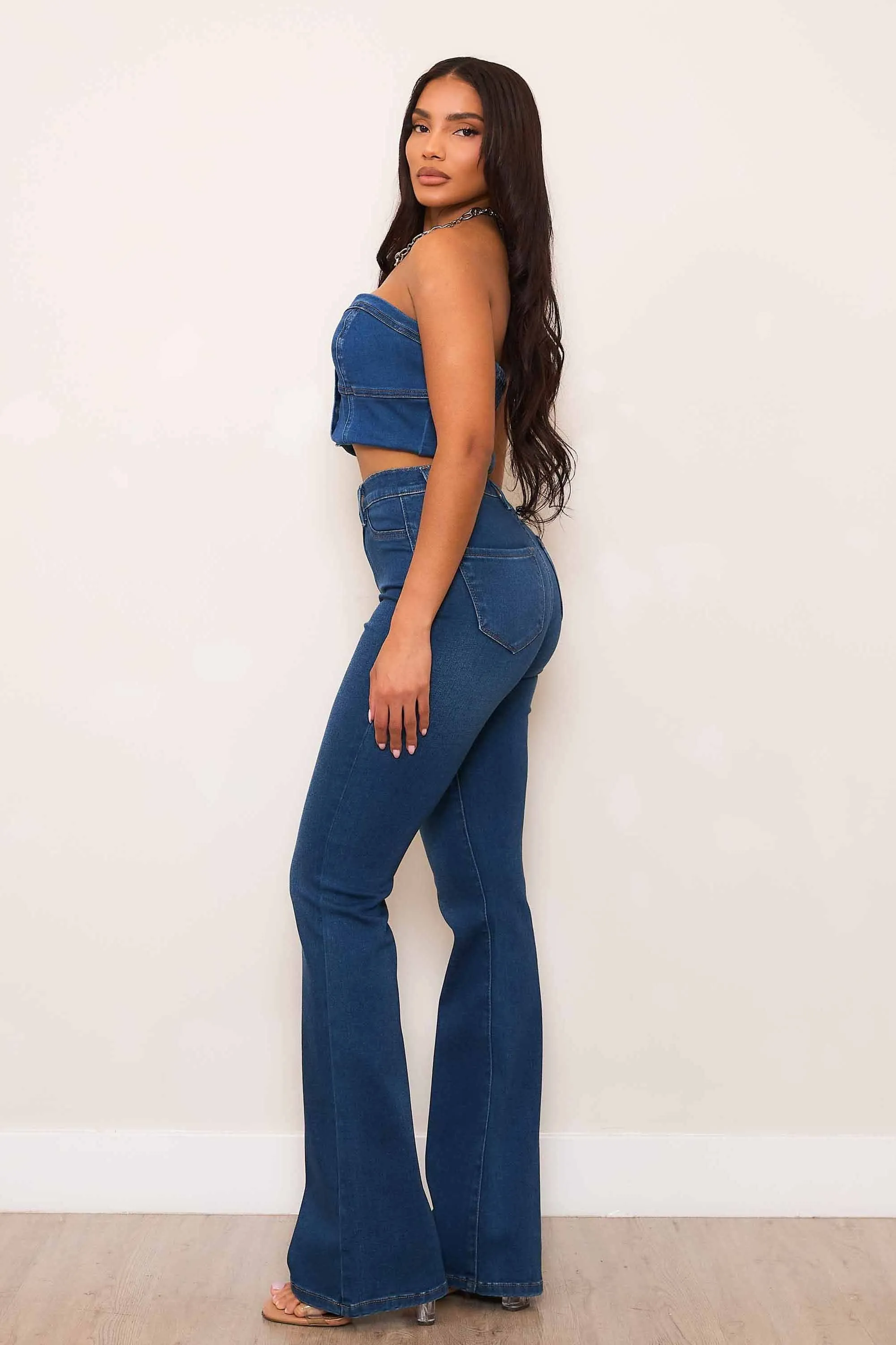 High-Rise Faux Front Pocket Bootcut Jeans sold by Vibrant product image thumbnail 5