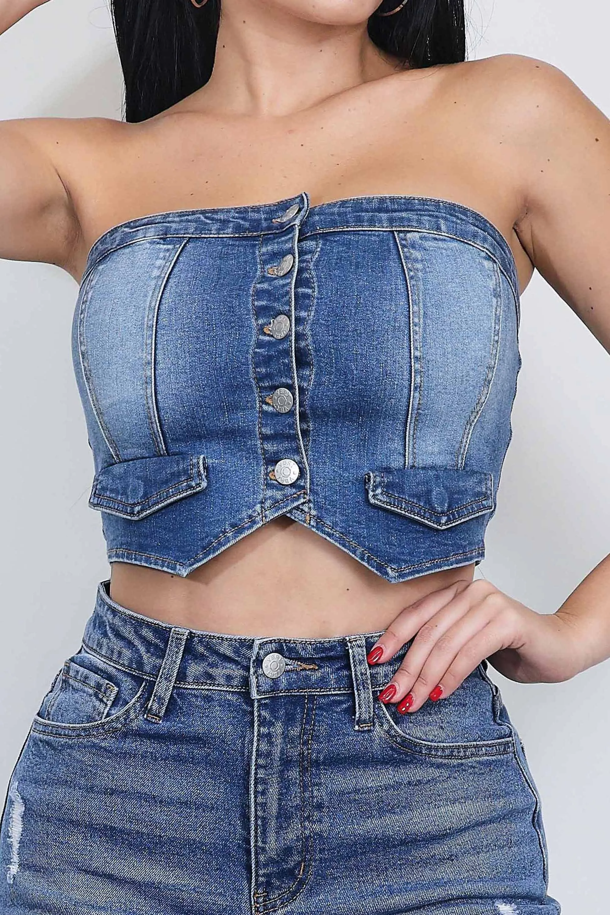 Denim Tube Top sold by Vibrant