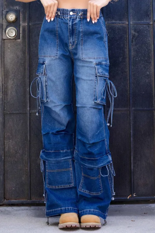 Pocket String Baggy Cargo Pants sold by Vibrant