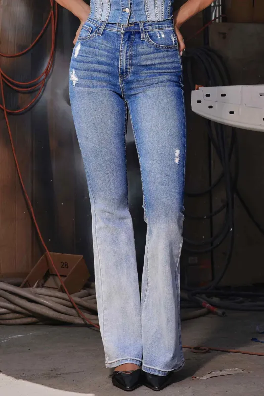 Faded Wash Flare Jeans sold by Vibrant