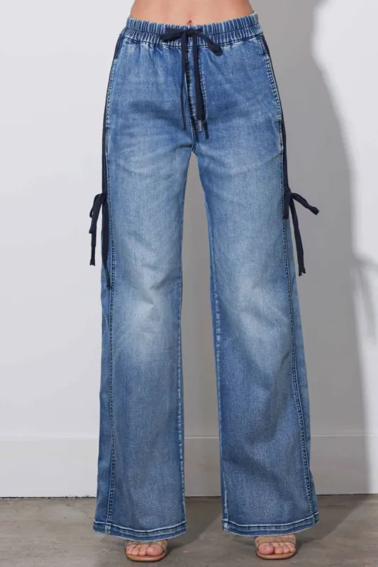 [XPT509] Straight Jeans With Ribbon Detail made by Vibrant