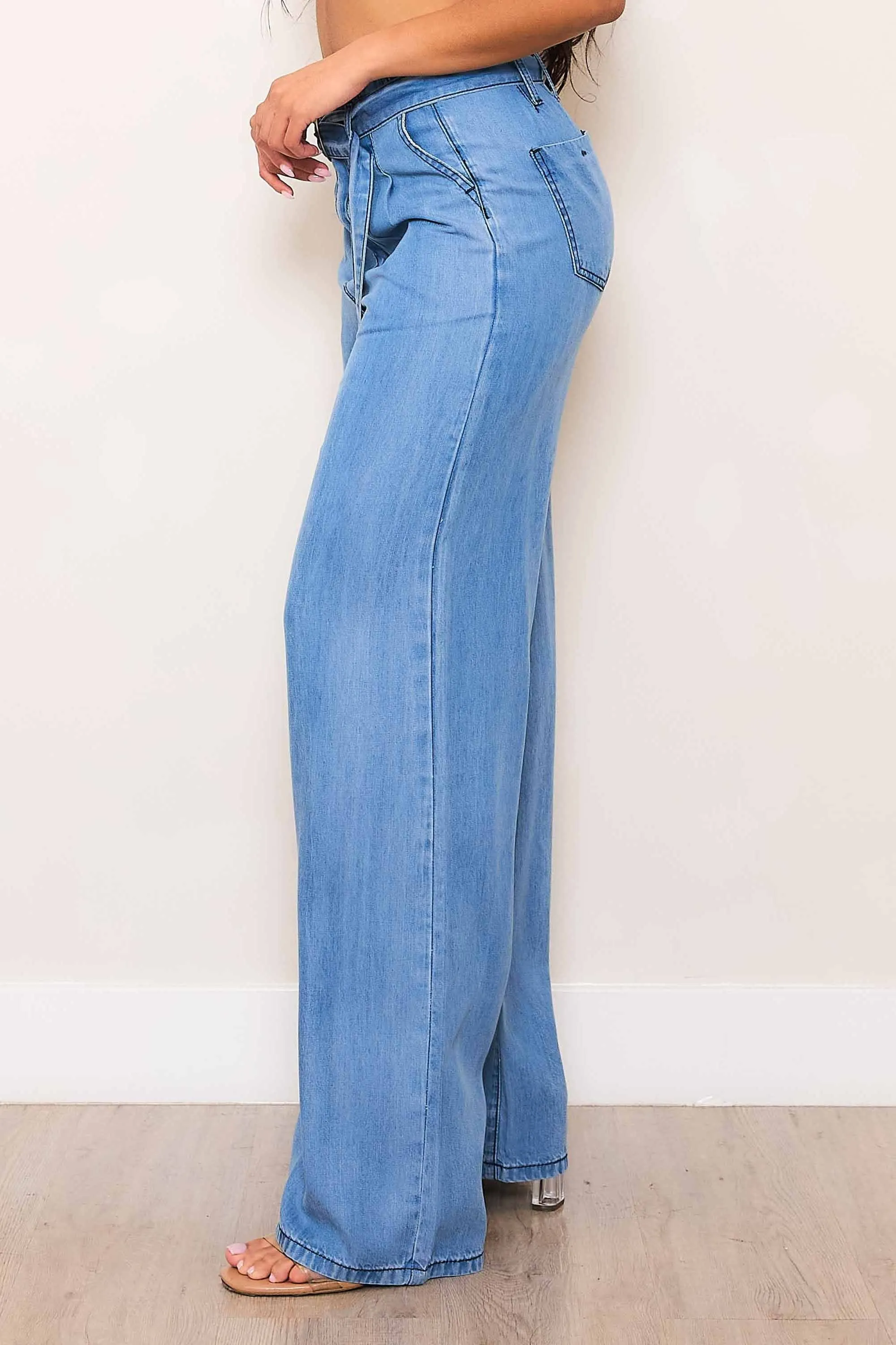TENCEL™ fibers Belted Wide Leg Pants sold by Vibrant product image thumbnail 3