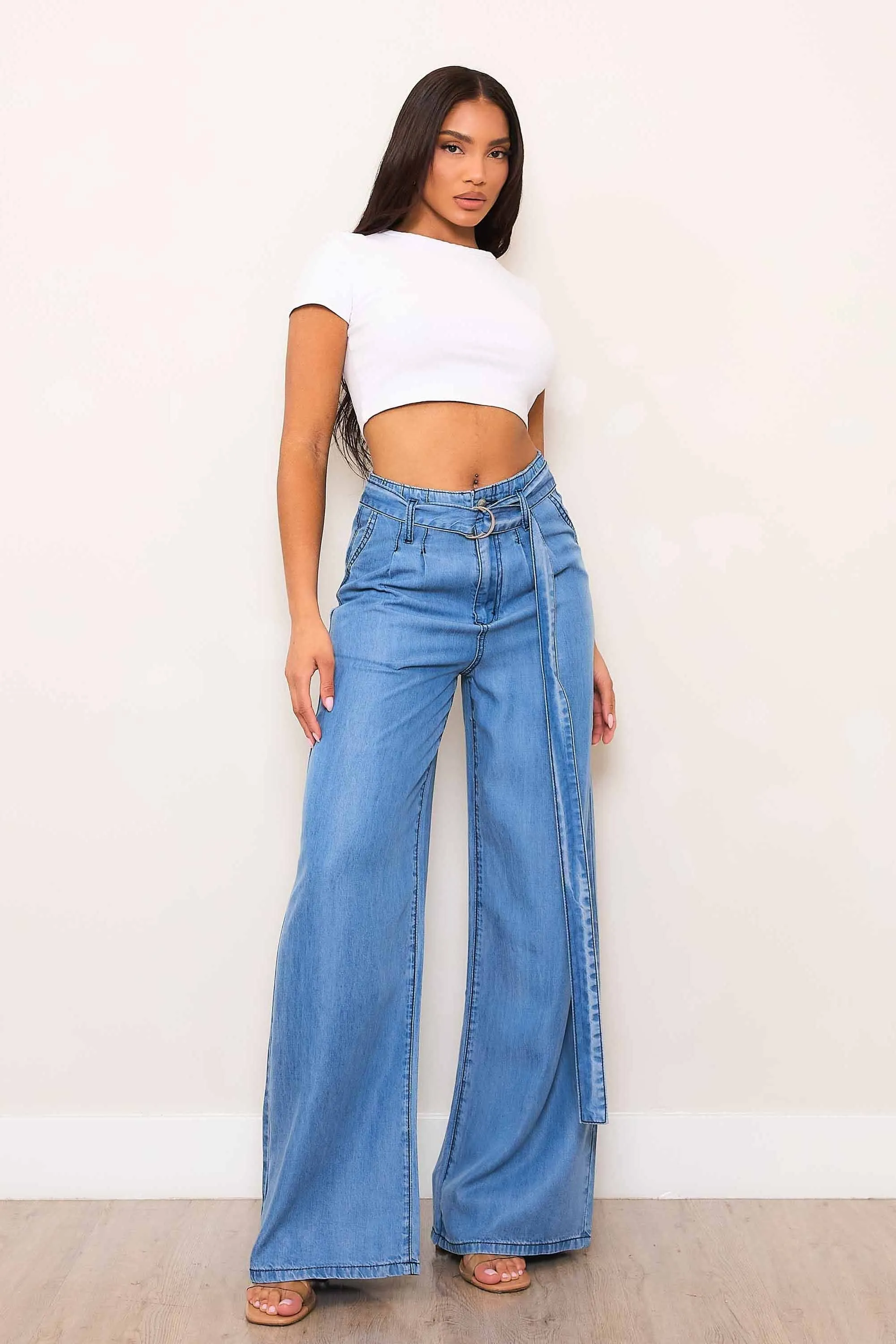 TENCEL™ fibers Belted Wide Leg Pants sold by Vibrant product image thumbnail 5