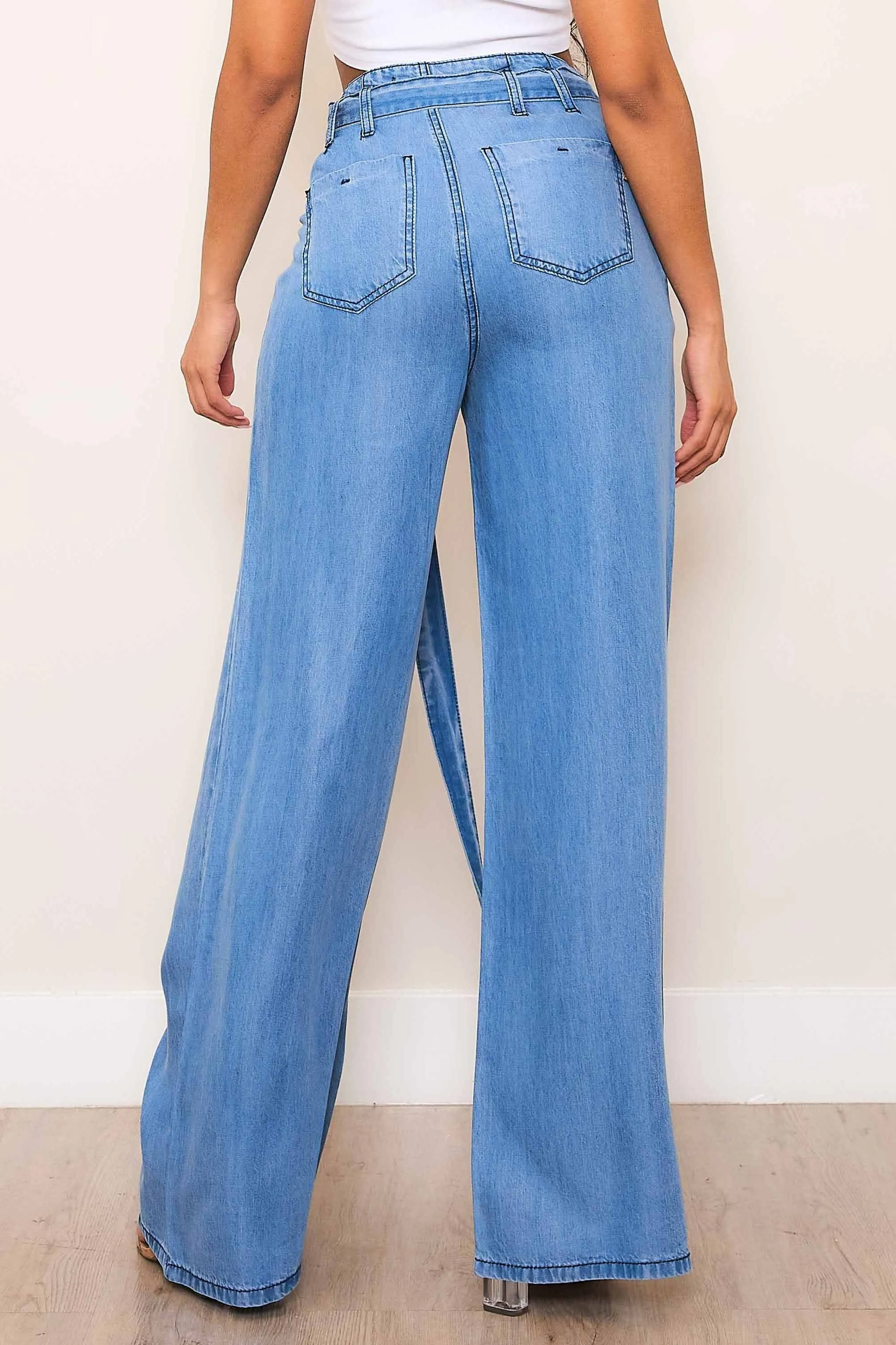 TENCEL™ fibers Belted Wide Leg Pants sold by Vibrant product image thumbnail 4