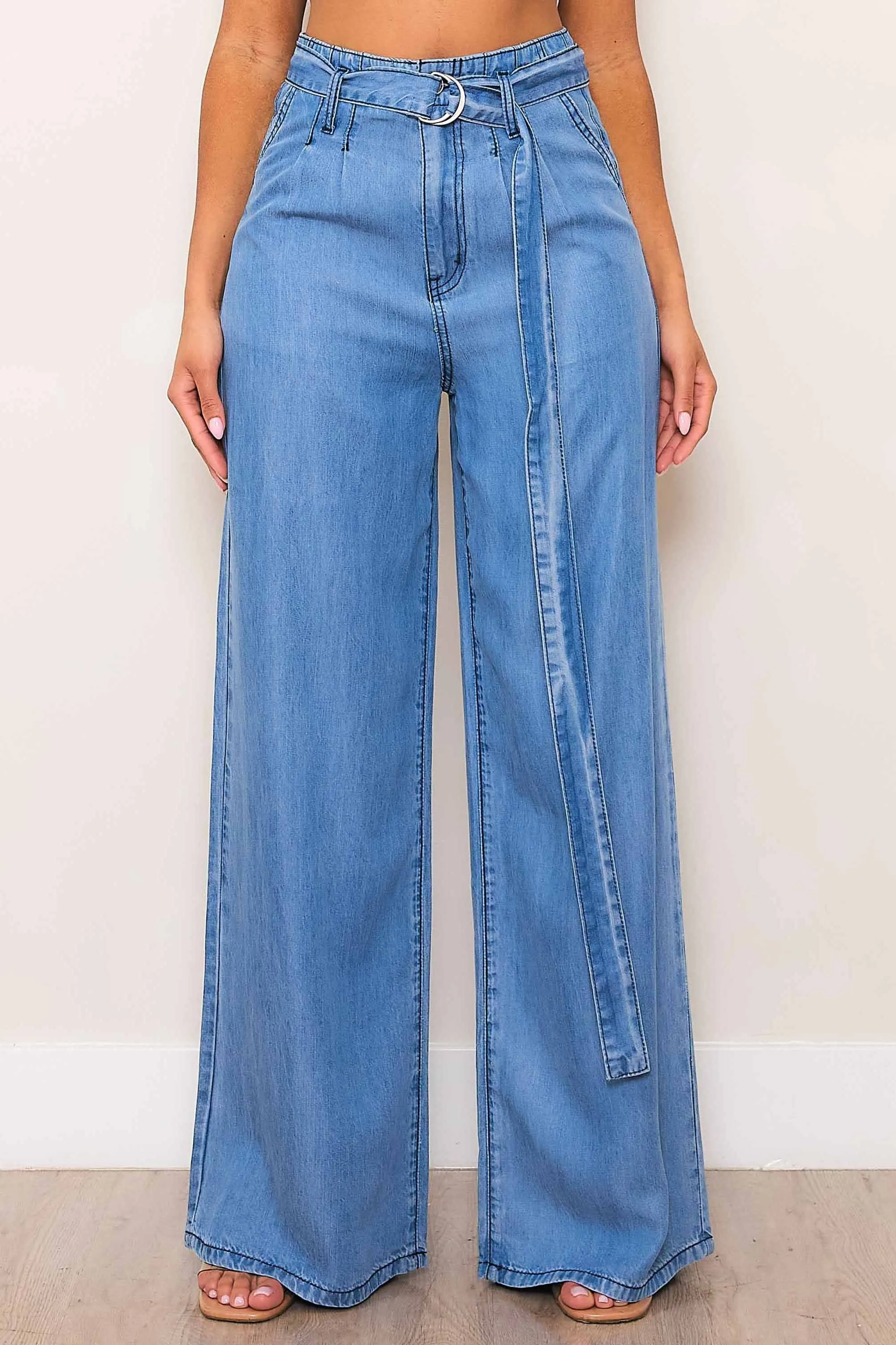 TENCEL™ fibers Belted Wide Leg Pants sold by Vibrant product image thumbnail 2