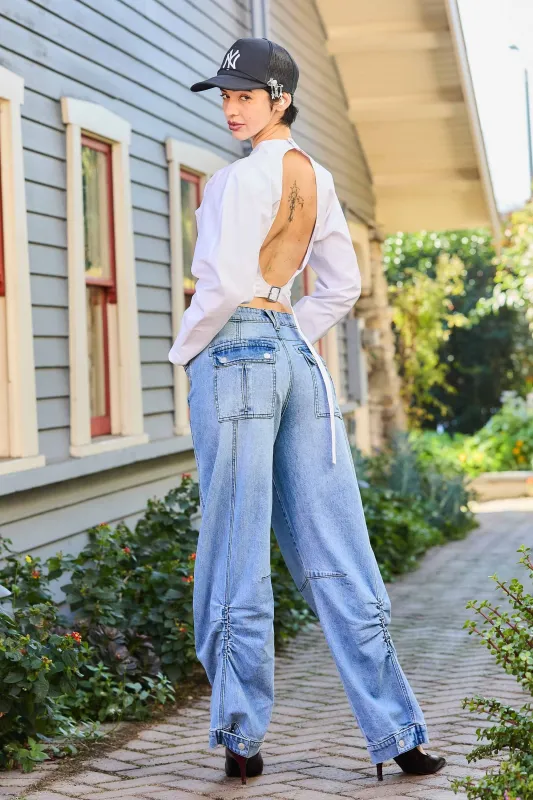 [XPT529] Clean Barrel Baggy Jeans sold by Vibrant