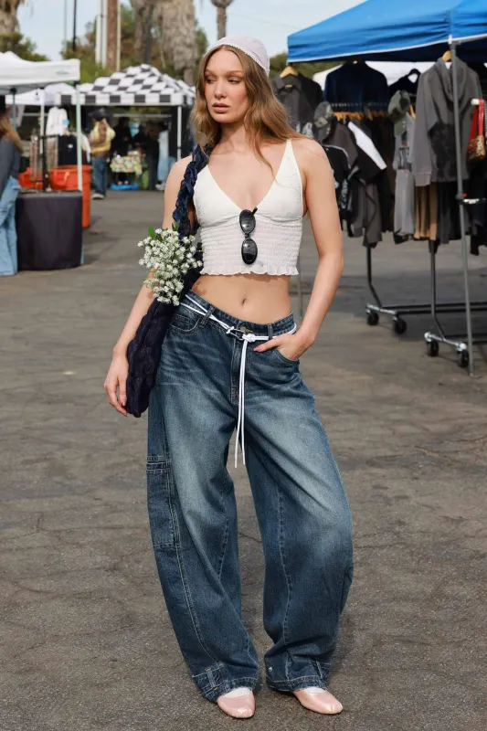 Barrel Baggy Jeans With Draw String sold by Vibrant