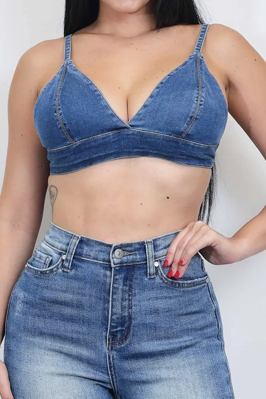 [XTOP131] Denim Bra Top sold by Vibrant