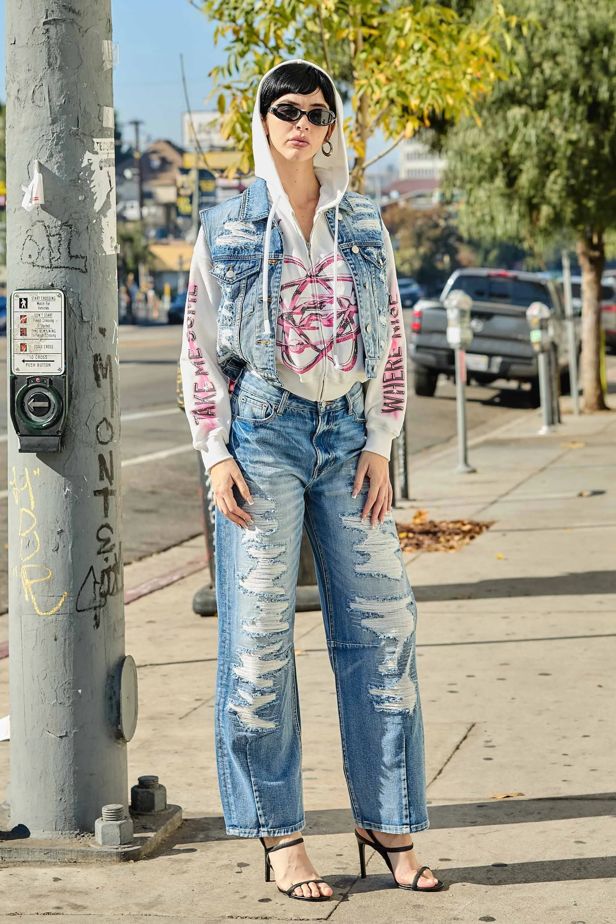 Ripped Slight Barrel Baggy Jeans sold by Vibrant