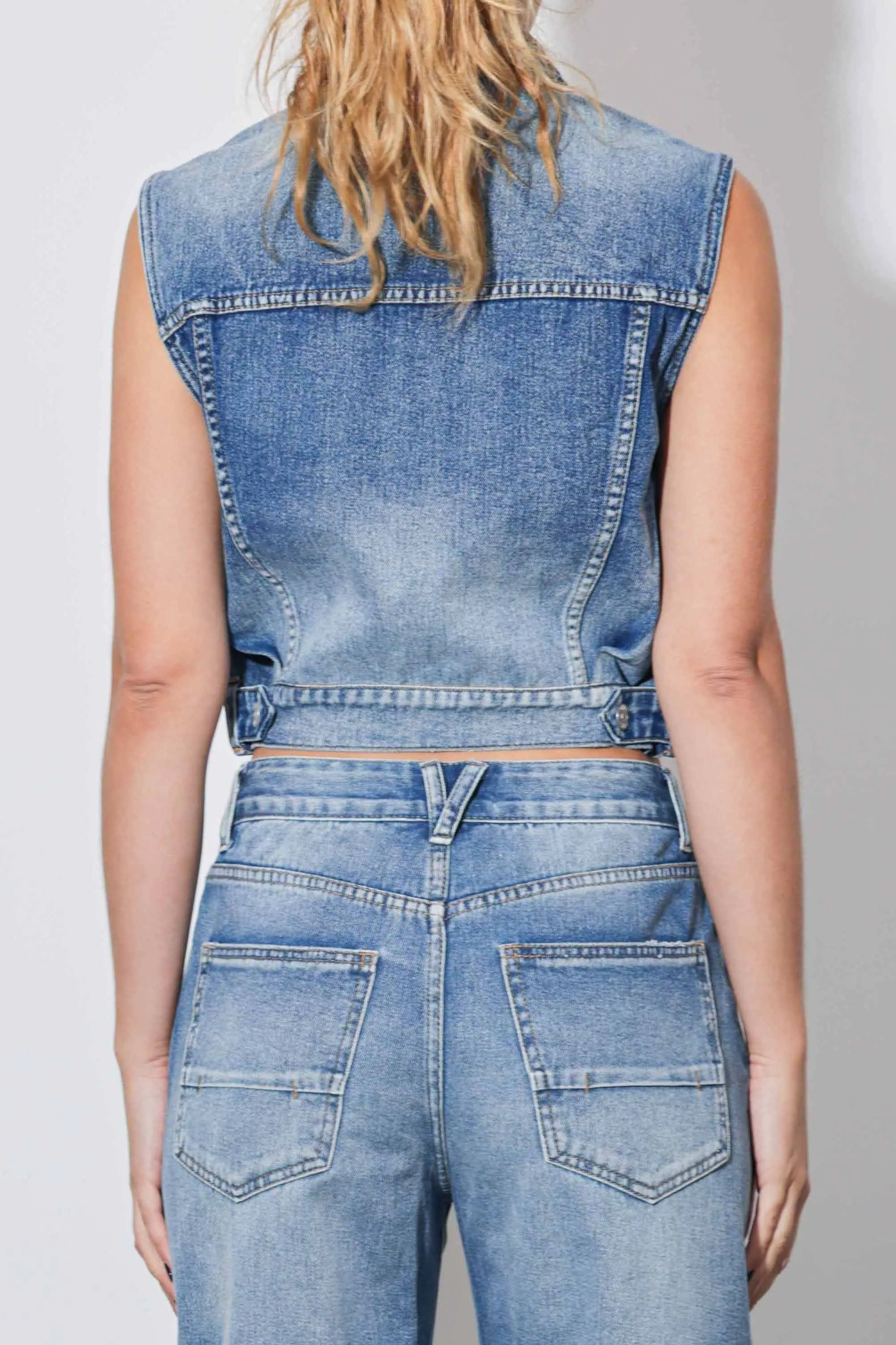 Ribbed Denim Sleeveless Jacket sold by Vibrant product image thumbnail 4