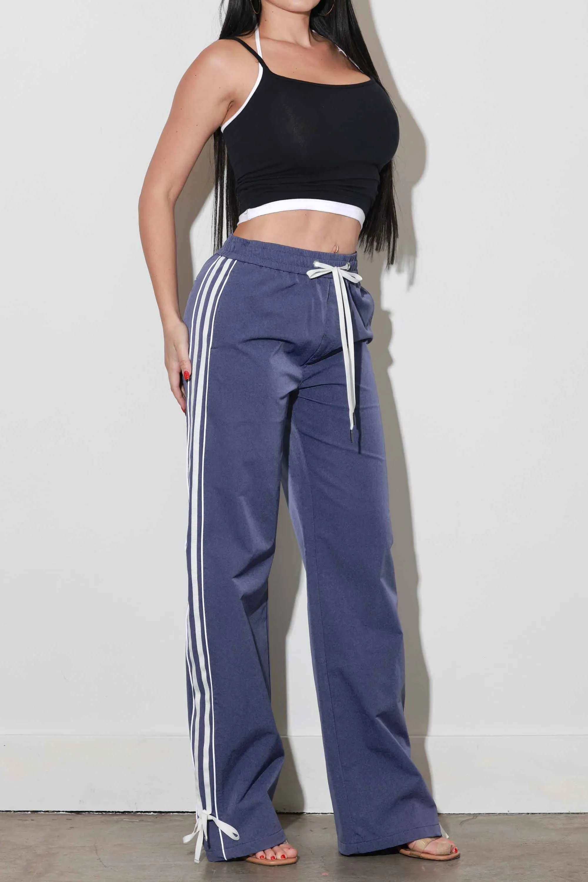 Wide Leg Track Pants With Ribbon sold by Vibrant product image thumbnail 5