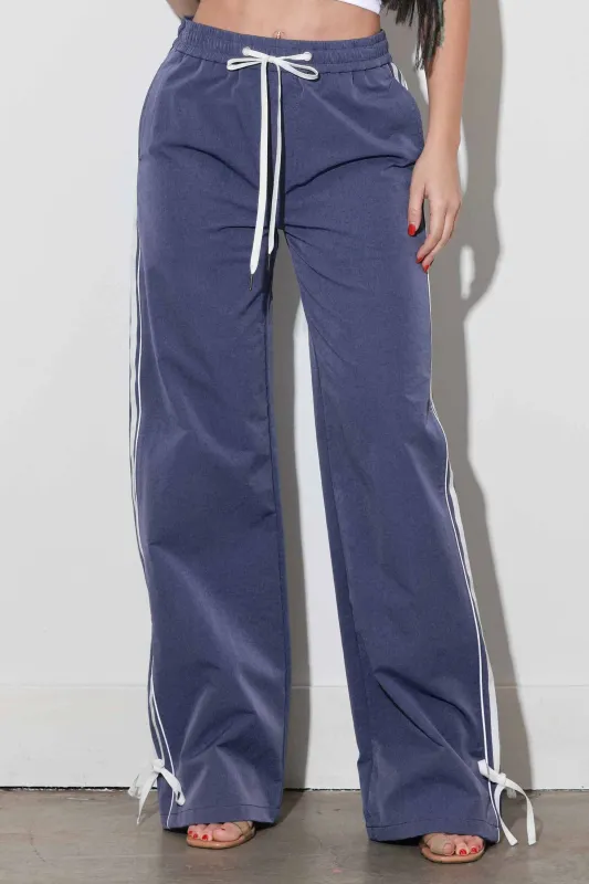 Wide Leg Track Pants With Ribbon sold by Vibrant