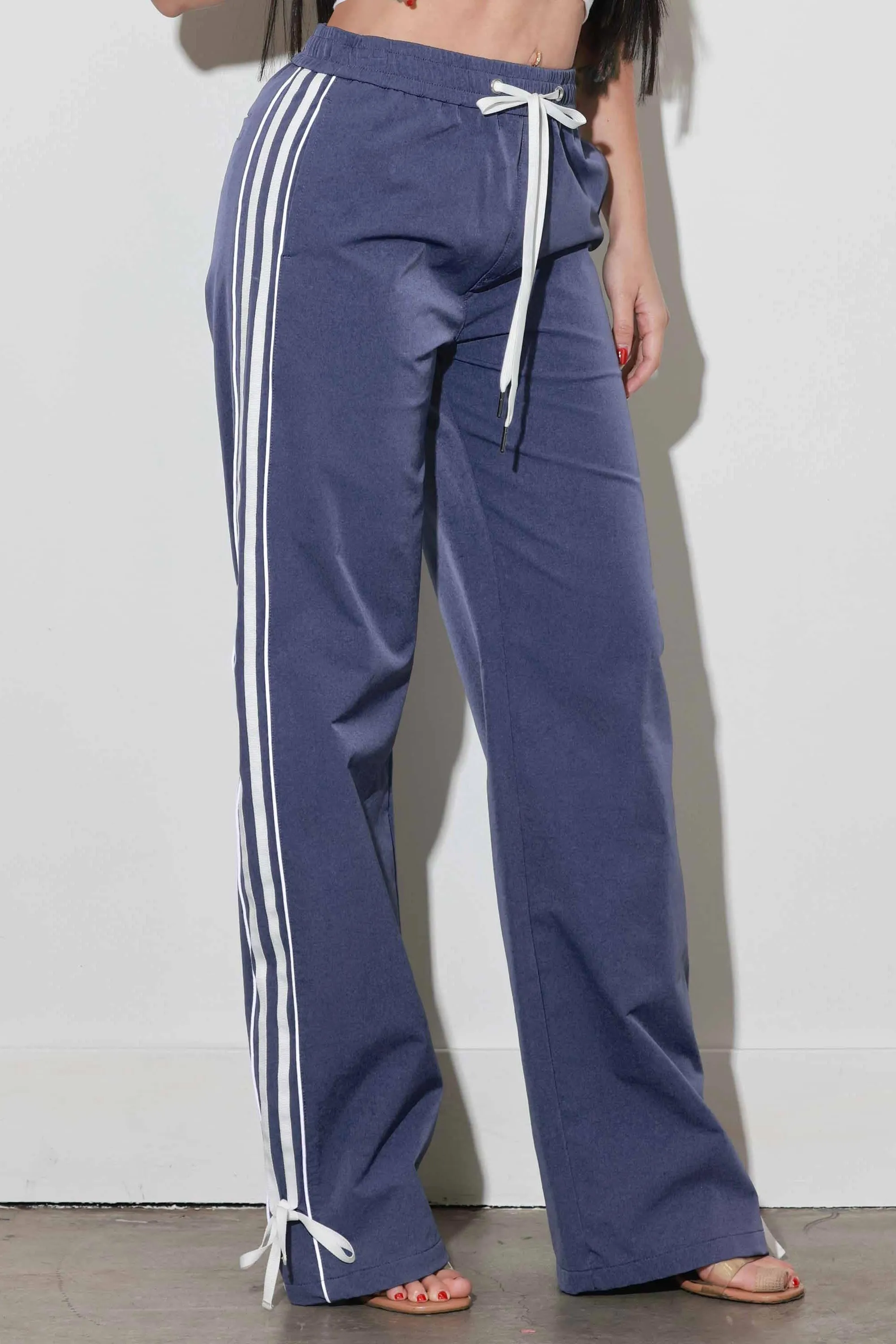 Wide Leg Track Pants With Ribbon sold by Vibrant product image thumbnail 2