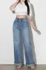 [P6192] Cuff Up Wide Leg Jeans sold by Vibrant