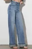 [P6192] Cuff Up Wide Leg Jeans sold by Vibrant