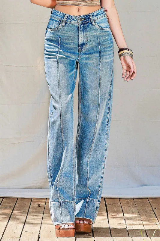 [XPT553] High-Rise Straight Jeans sold by Vibrant