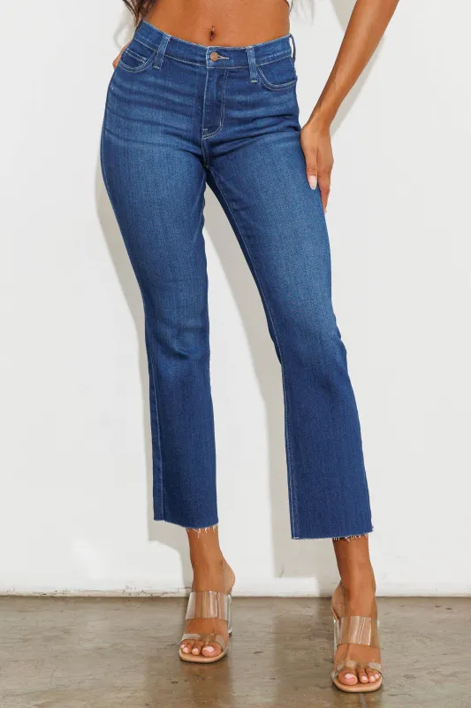 [EP5047] MID RISE ANKLE FLARE JEANS sold by Vibrant