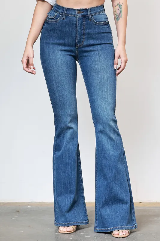 [P6241] High-Rise Flare Jeans With Back Flap Pockets sold by Vibrant