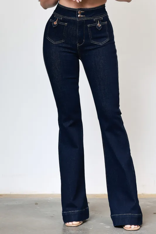 [P6305] Square Pocket Flare Jeans sold by Vibrant