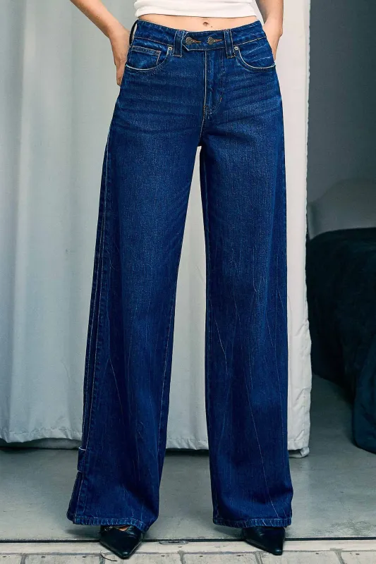 [XPT609] Palazzo Style Wide Leg Jeans made by Vibrant